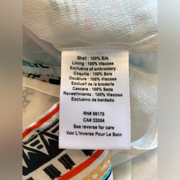 Rococo Sand Boho Embroidered Colorful 100% Silk Blouse size M - Picture 7 of 9